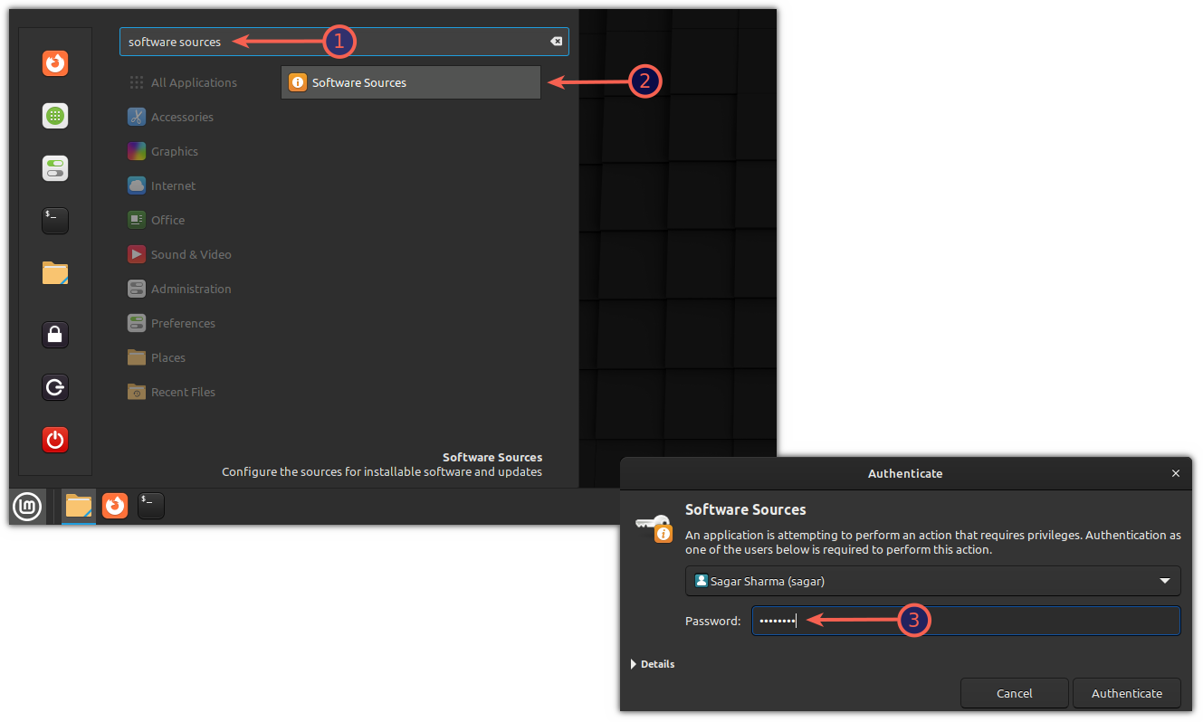 Ouvrir les sources de logiciels dans Linux Mint