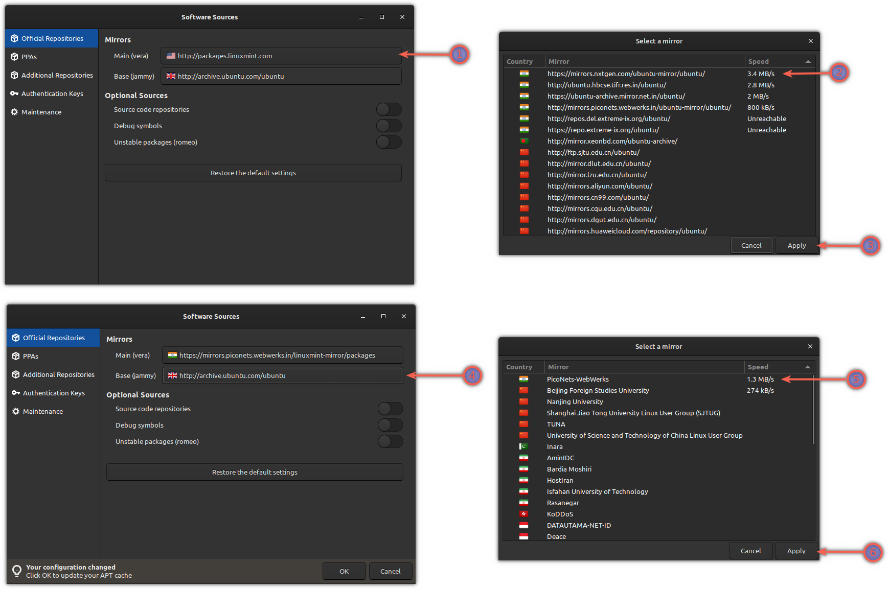 Sélectionnez les miroirs les plus rapides pour télécharger les packages plus rapidement dans Linux Mint