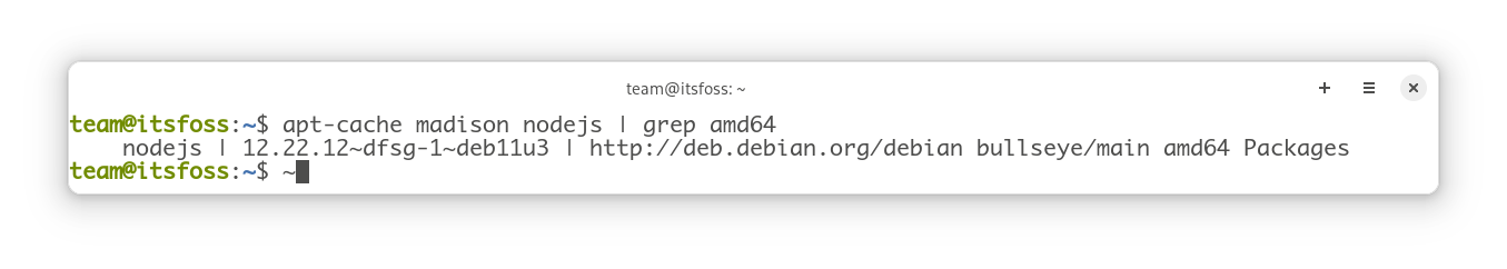 Available Node.js versions in Debian