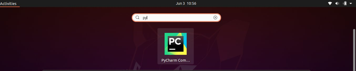 Access PyCharm from system menu