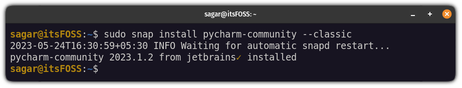 install PyCharm in Ubuntu using snap