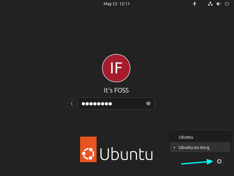 Use the gear icon on the bottom right to select Xorg and then login with the password
