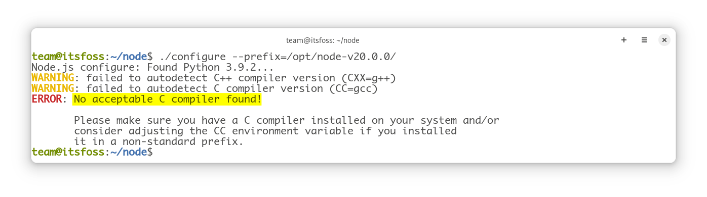 No C Compiler Found Error