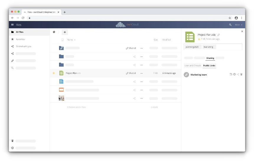 Owncloud Interface Screenshot