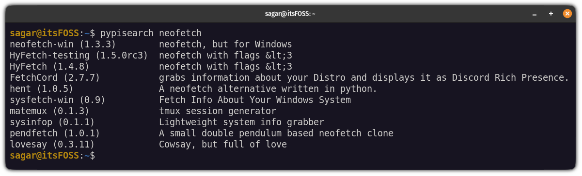 search python packages in Ubuntu