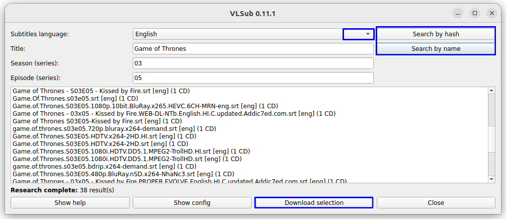 Download Subtitles for the currently playing / given video using VLsub