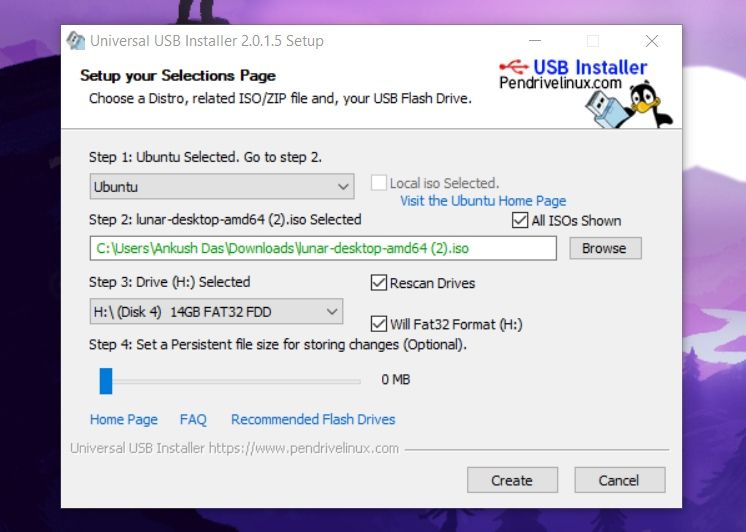 usb installer select ISO