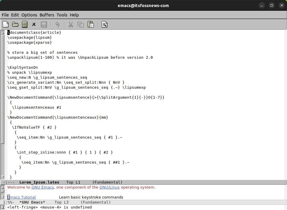 a screenshot of emacs with latex code