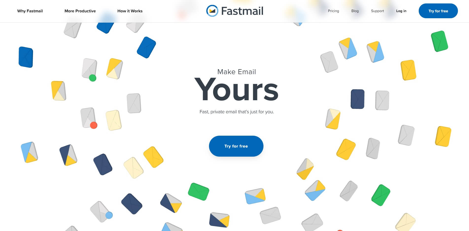 a screenshot of the fastmail banner on its website