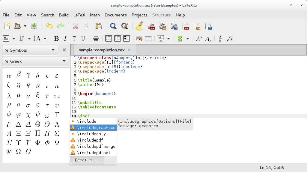 a screenshot of gnome latex