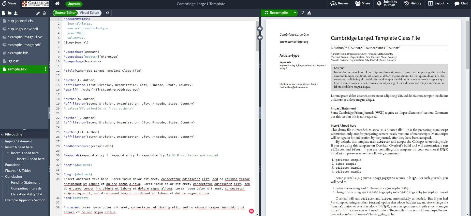 a screenshot of overleaf's latex editor