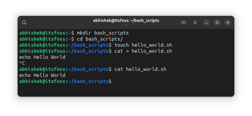 Creating first shell script