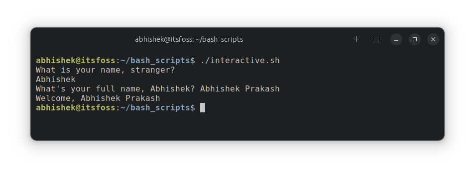 Interactive bash shell script