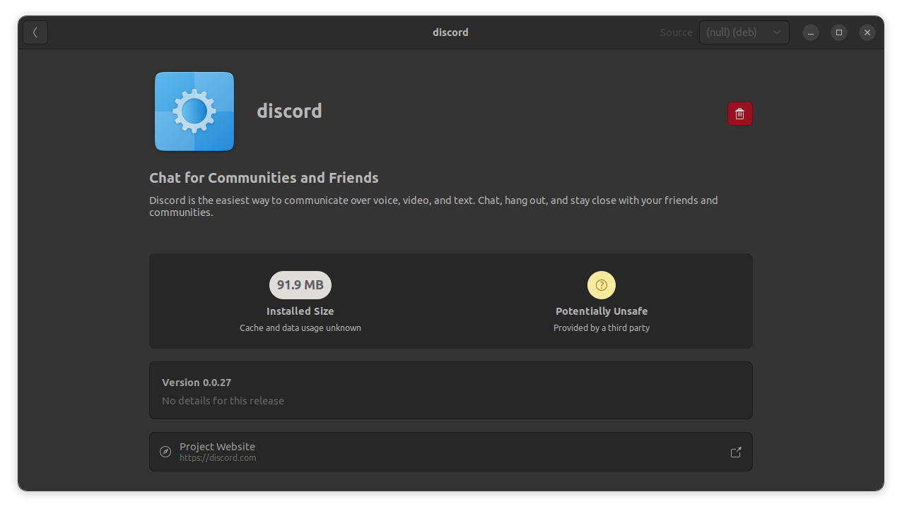 Delete the existing version of Discord first, to update to the newest version