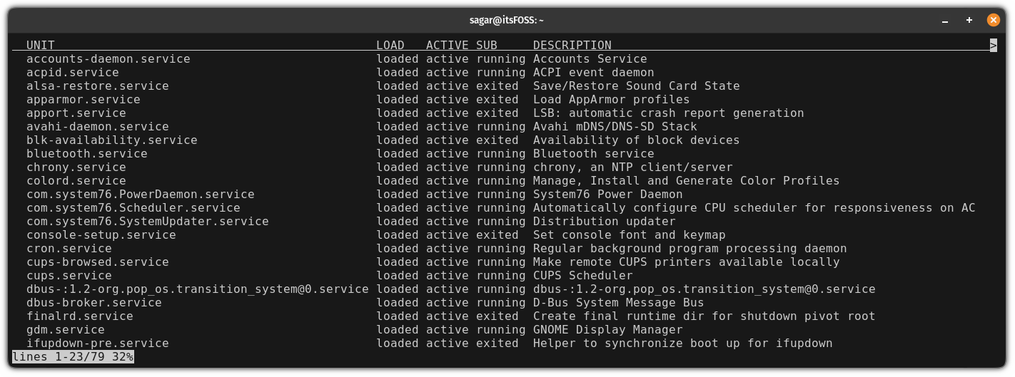 Listing Linux services with systemctl command