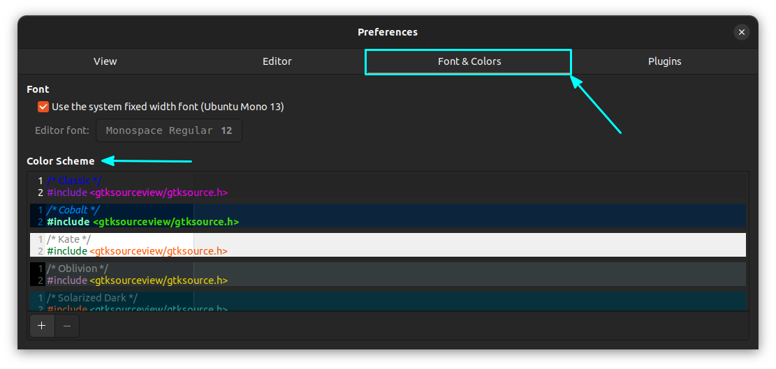 Select the Fonts & Colors tab in the preferences section for changing colors