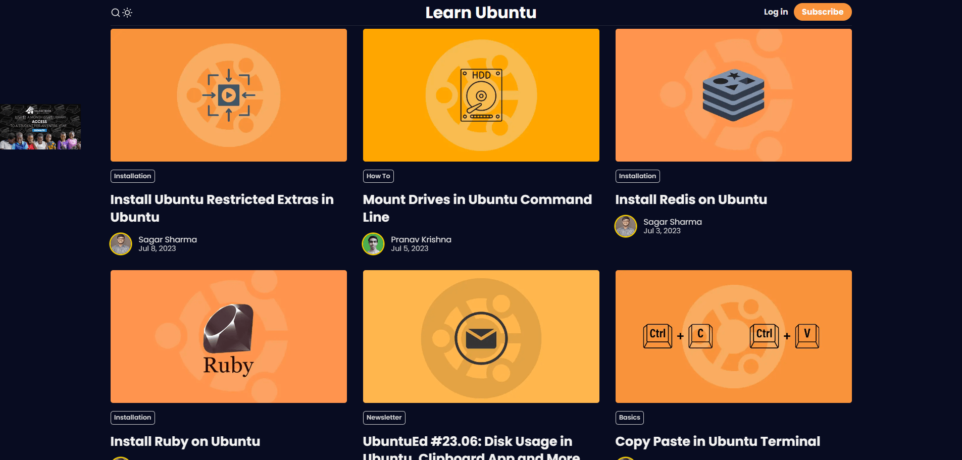 a screenshot of the learn ubuntu homepage
