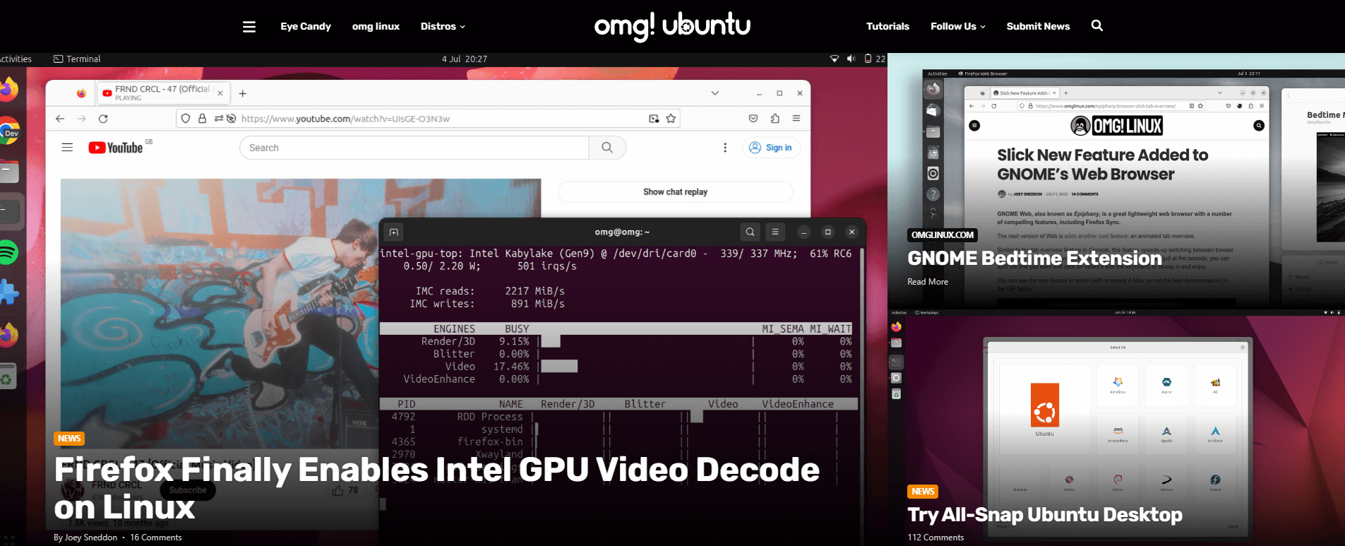 a screenshot of the omg! ubuntu! homepage