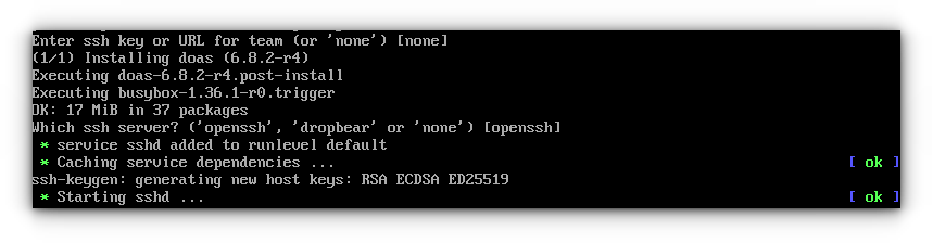 Go through some SSH settings. You can accept the default.