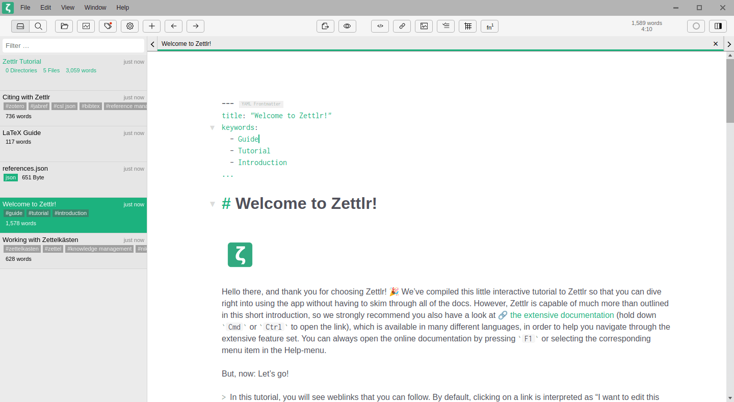 a screenshot of zettlr