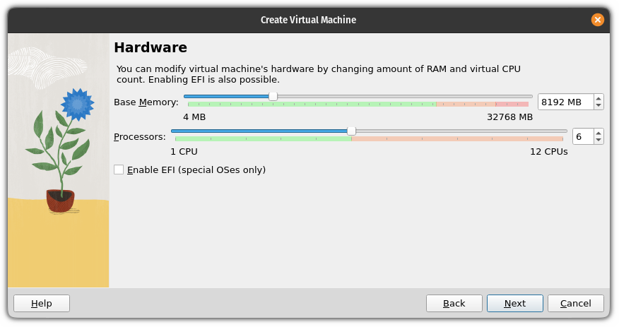 allocate RAM and cores to Vm to boot from USB in VirtualBox in Linux