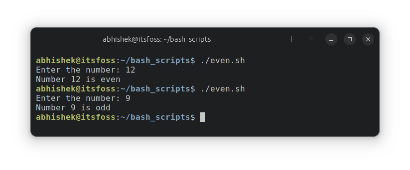 Изпълнение на bash скрипт, който проверява четните нечетни числа