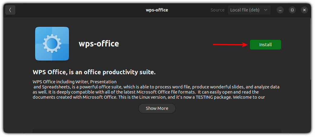 Install WPS Office from Software Center