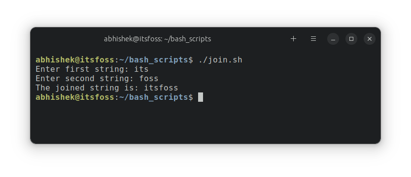 Join two strings in bash