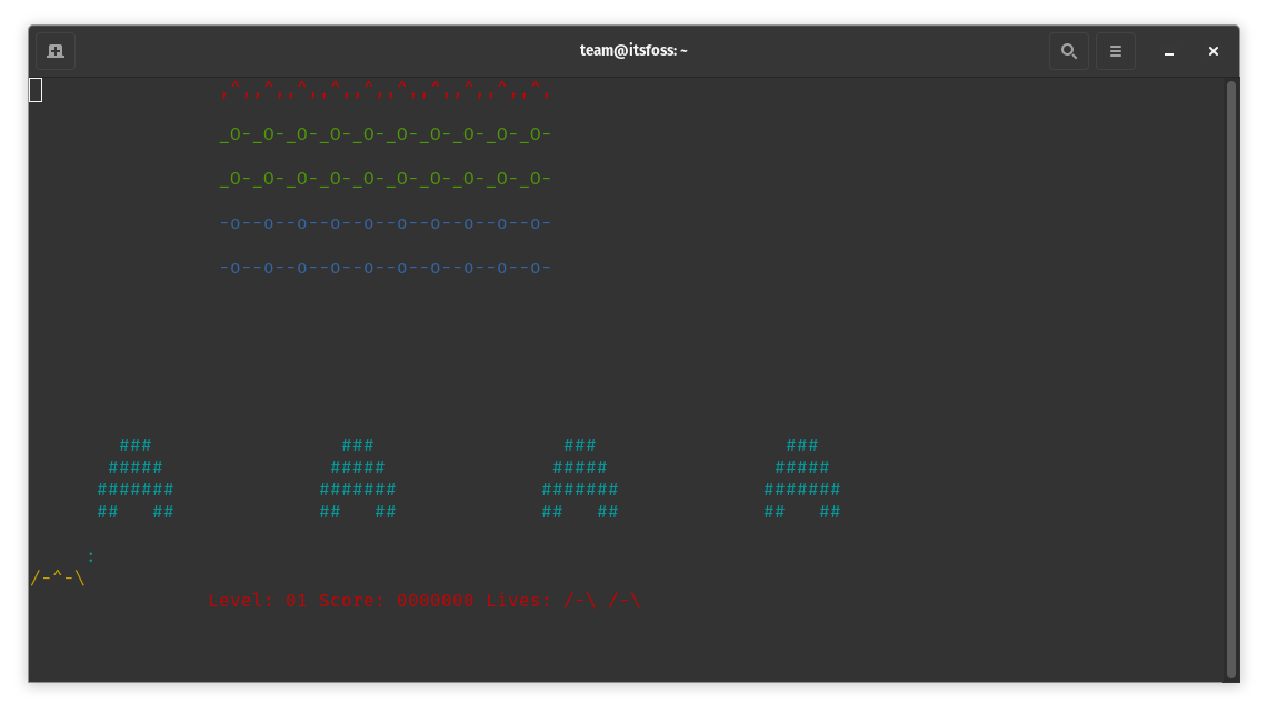 a screenshot of ninvaders