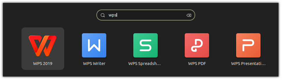 Start WPS Office from system menu in Linux