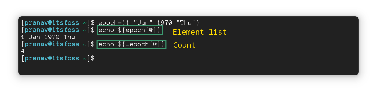Print the elements first, then the number of elements in the array