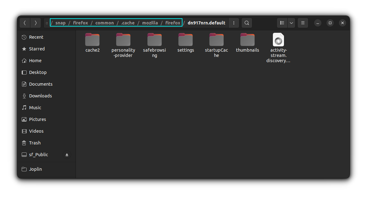 Firefox Snap cache storage location in Ubuntu