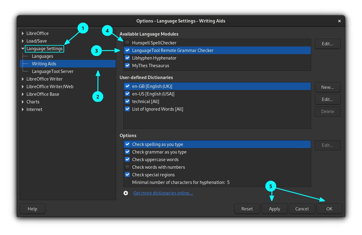 Enabl LanguageTool and disable all other spell check tools, if you have any, in the Writing Aids option