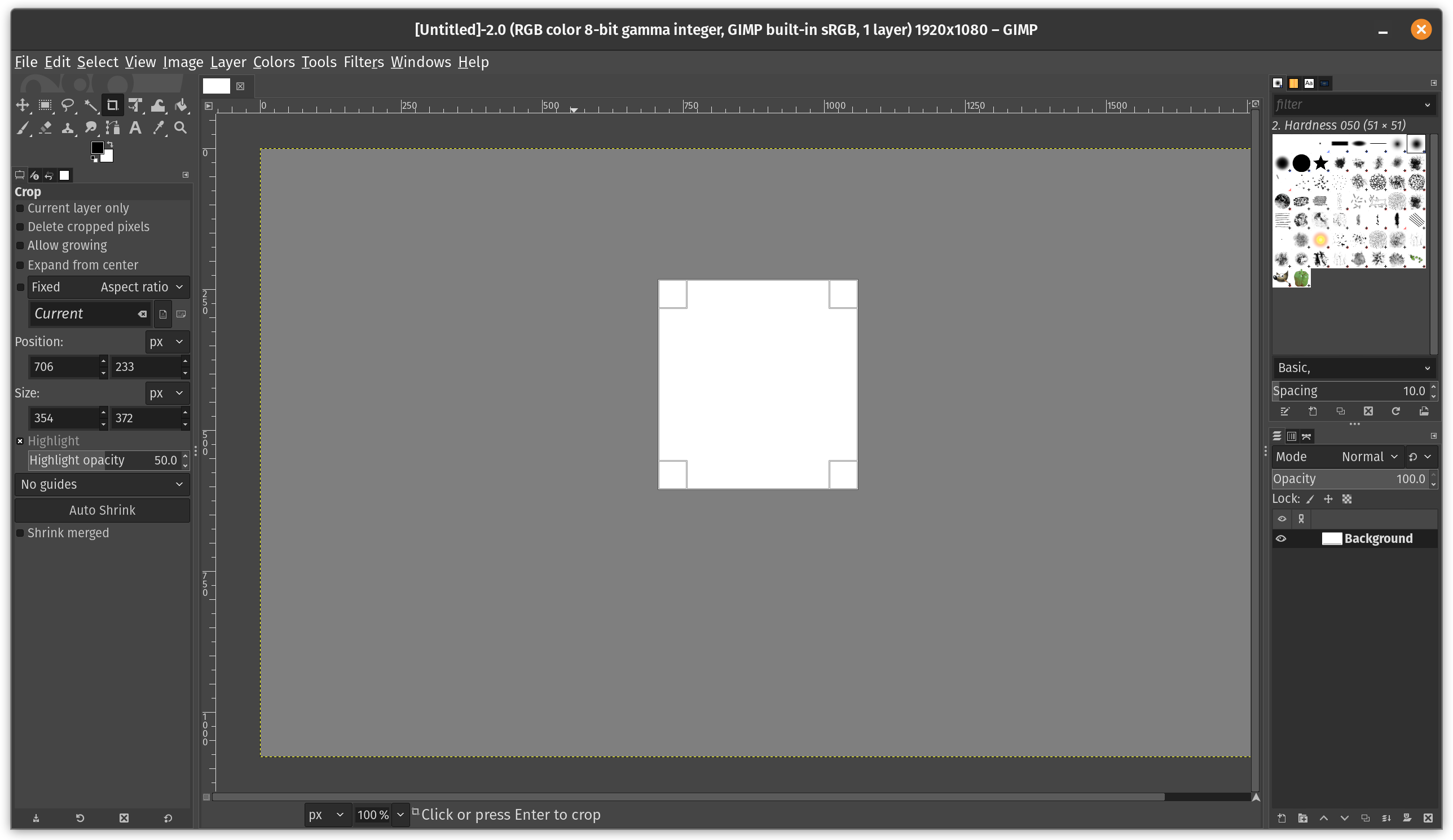 screenshot of gimp tool