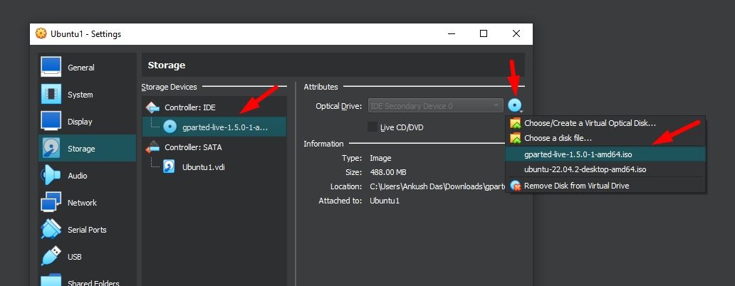 gparted live iso as optical disk