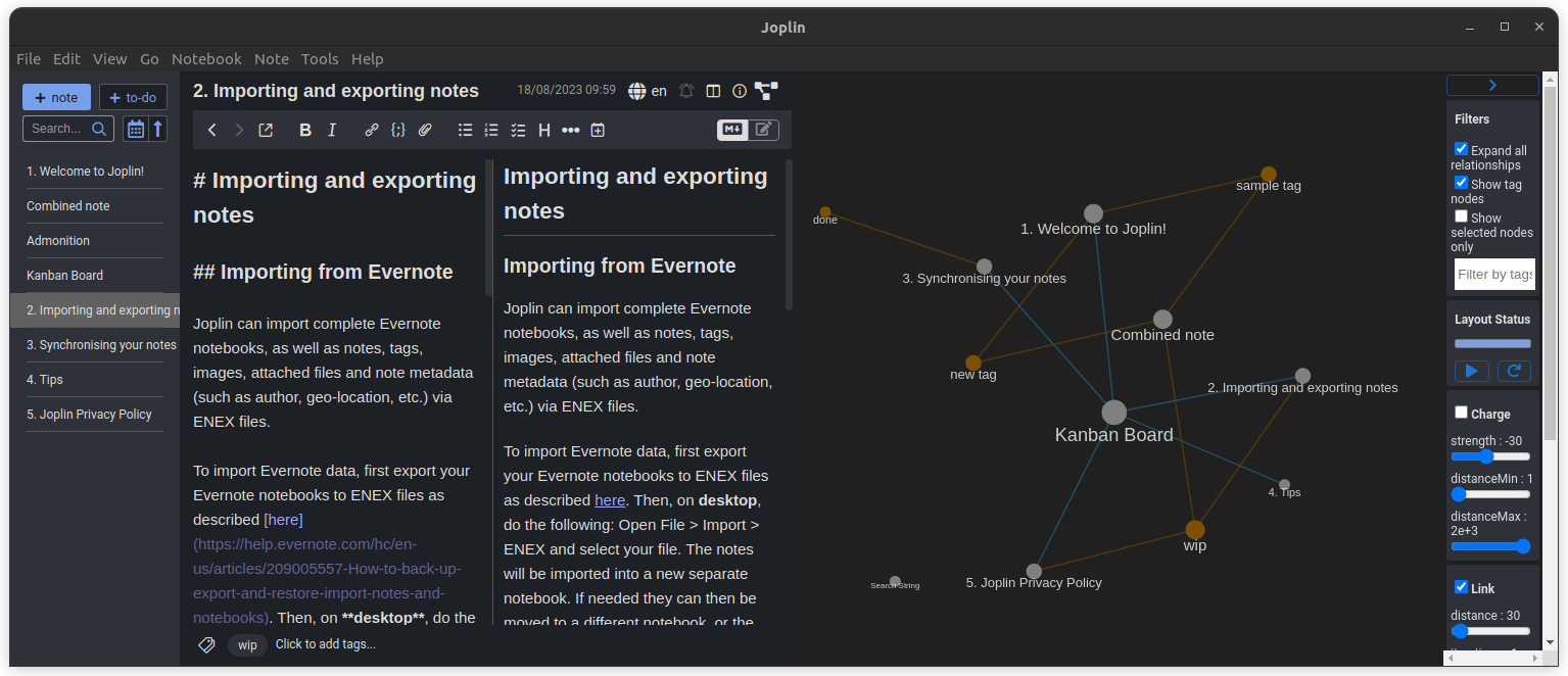 Notes graph, where notes are nodes