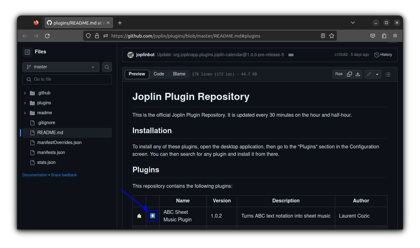 The Joplin Plugin repository, where you can download the third-party plugins for Joplin