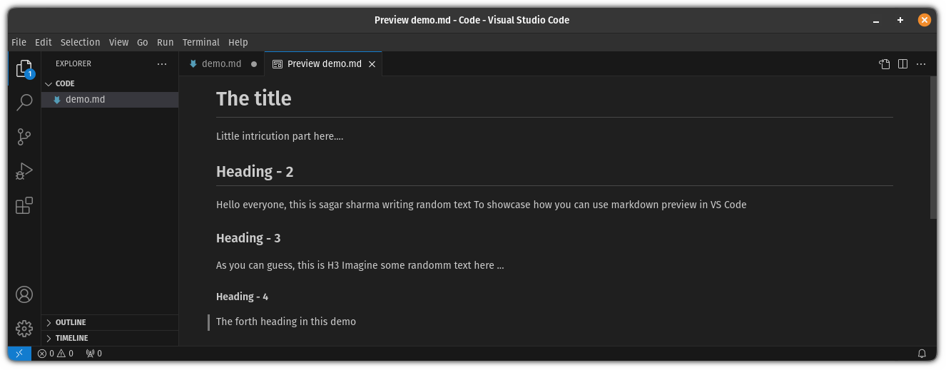 How to Preview Markdown in Visual Studio Code