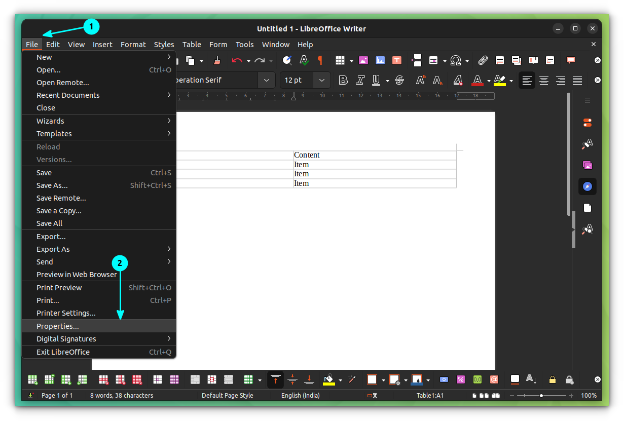 Select properties from File option