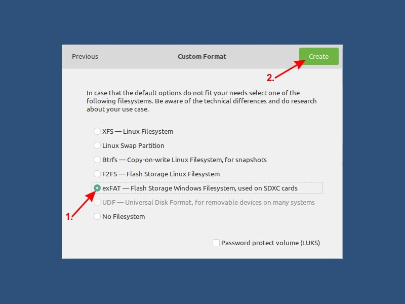 Format USB in exFAT