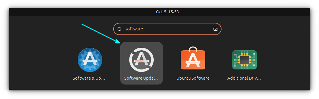 Software Updater in Ubuntu Activities Overview 