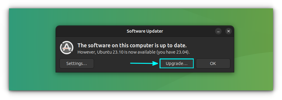 Click on Upgrade button in Software Updater