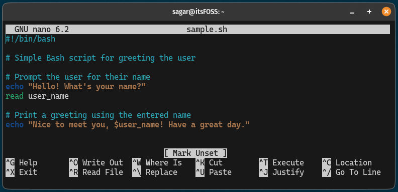 Select all in the nano text editor 