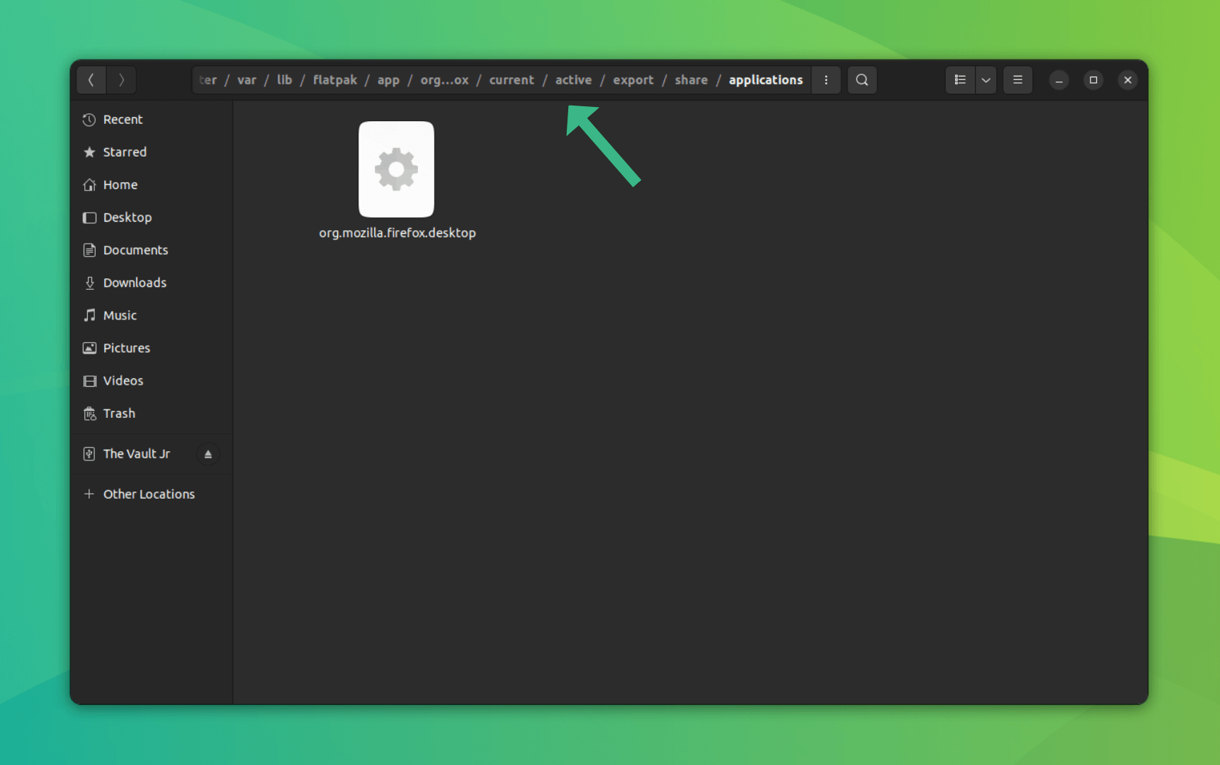 a screenshot of a .desktop file for the flatpak version of firefox on ubuntu