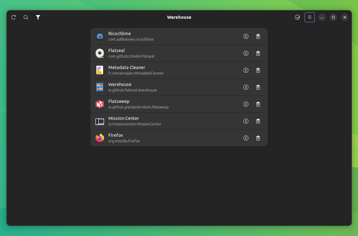 a screenshot of warehouse home screen