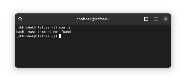 erreur de commande bash man introuvable sous Linux