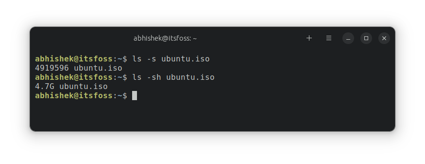 Check file size in Linux command line with ls command