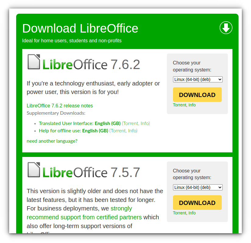 Download LibreOffice latest version