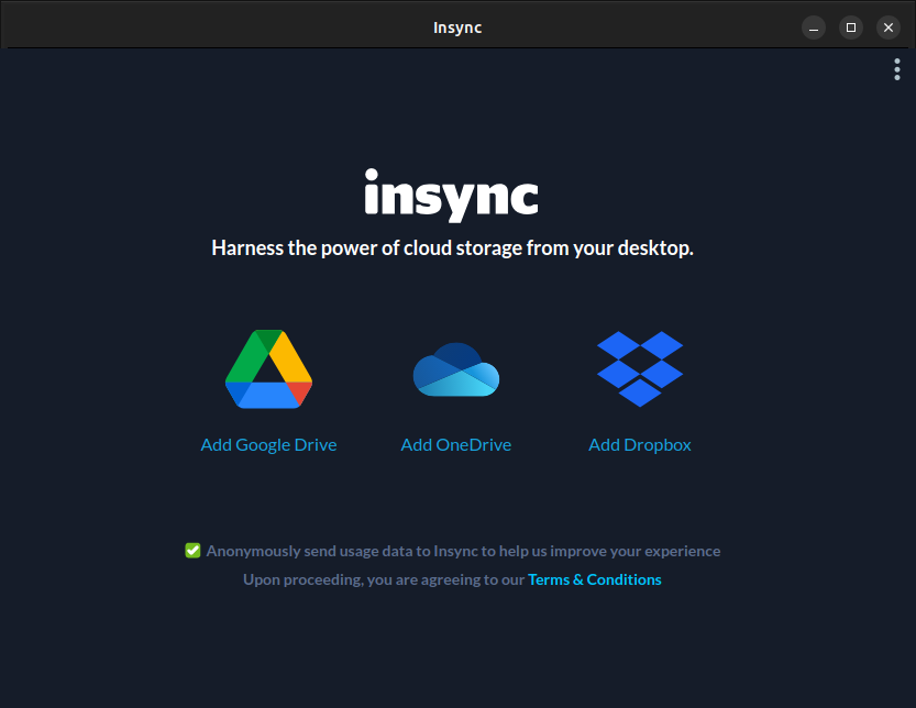 insync homescreen screenshot on ubuntu