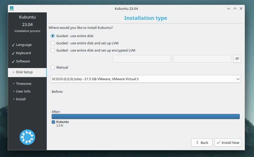 kubuntu installation setting up disks